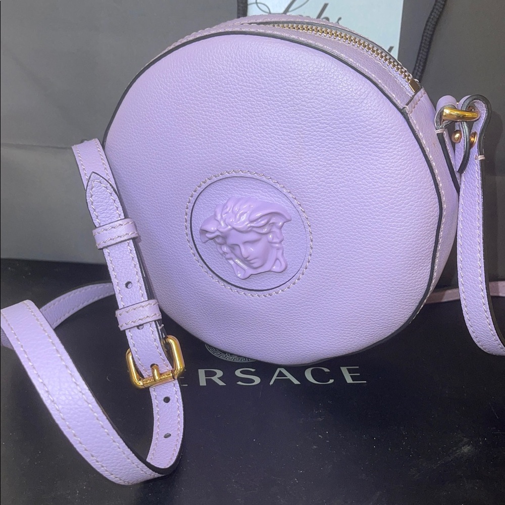 Versace Light Lavender Round Crossbody Bag
